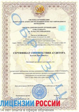Образец сертификата соответствия аудитора №ST.RU.EXP.00006191-1 Балашиха Сертификат ISO 50001