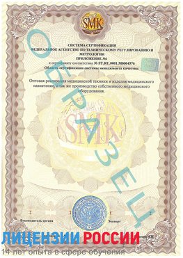 Образец сертификата соответствия (приложение) Балашиха Сертификат ISO 13485